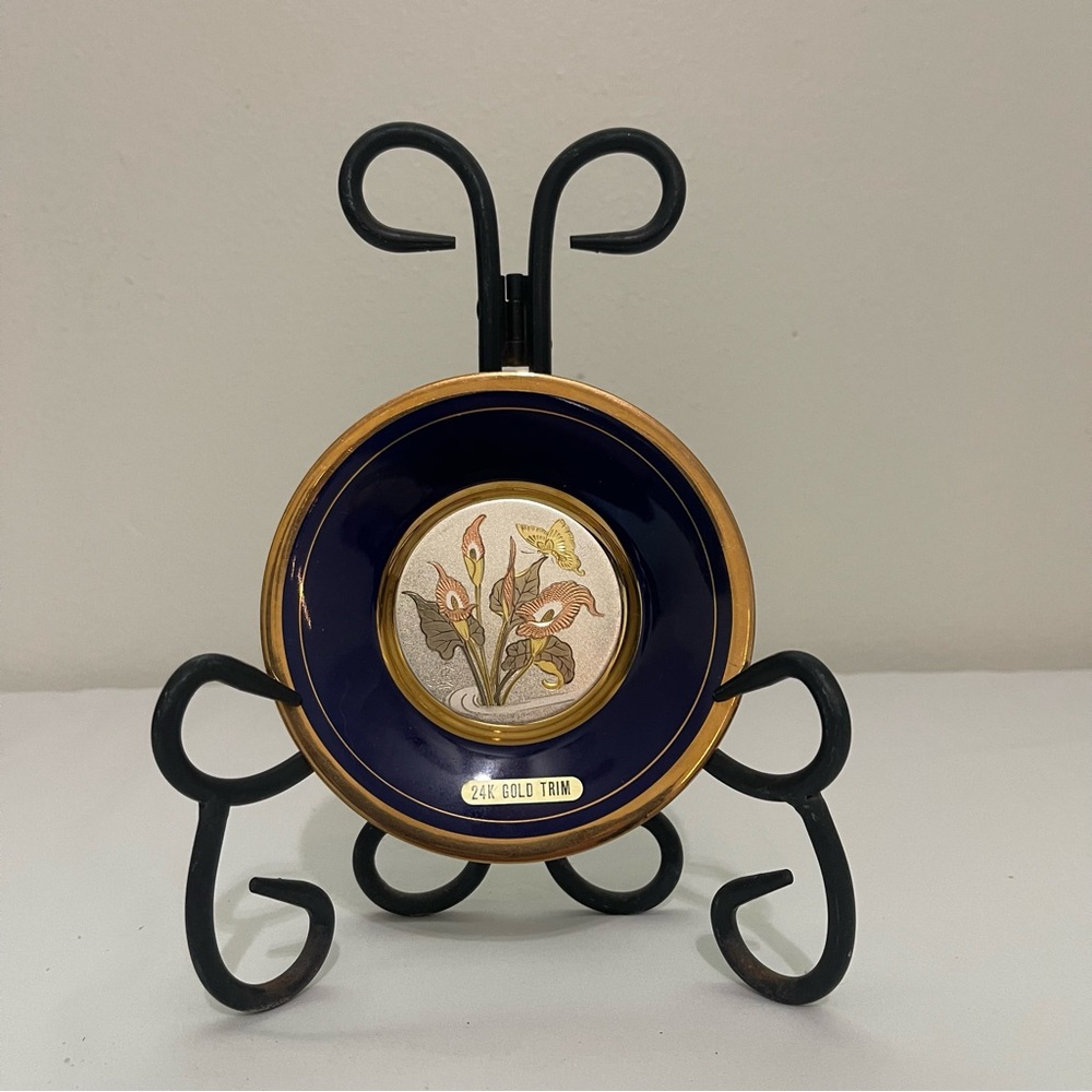 Chokin Art Decorative Plate with Gold Edging